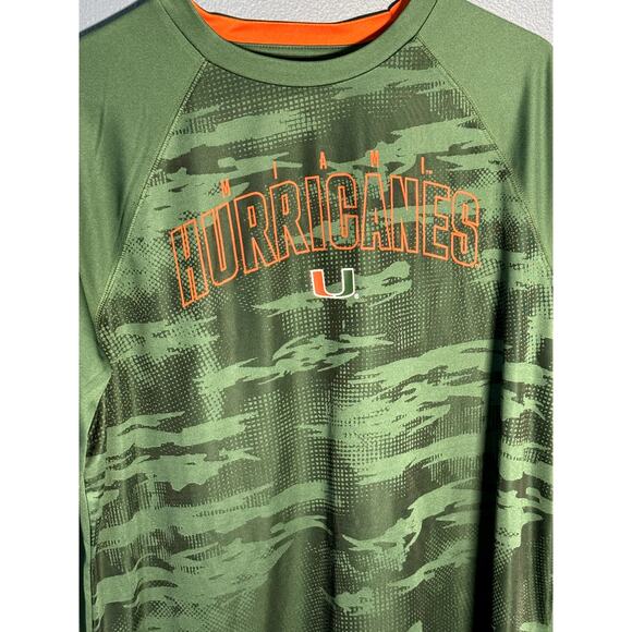 FANATICS MIAMI HURRICANES MENS ATHLETIC T-SHIRT GREEN & ORANGE SIZE XL - Picture 2 of 8